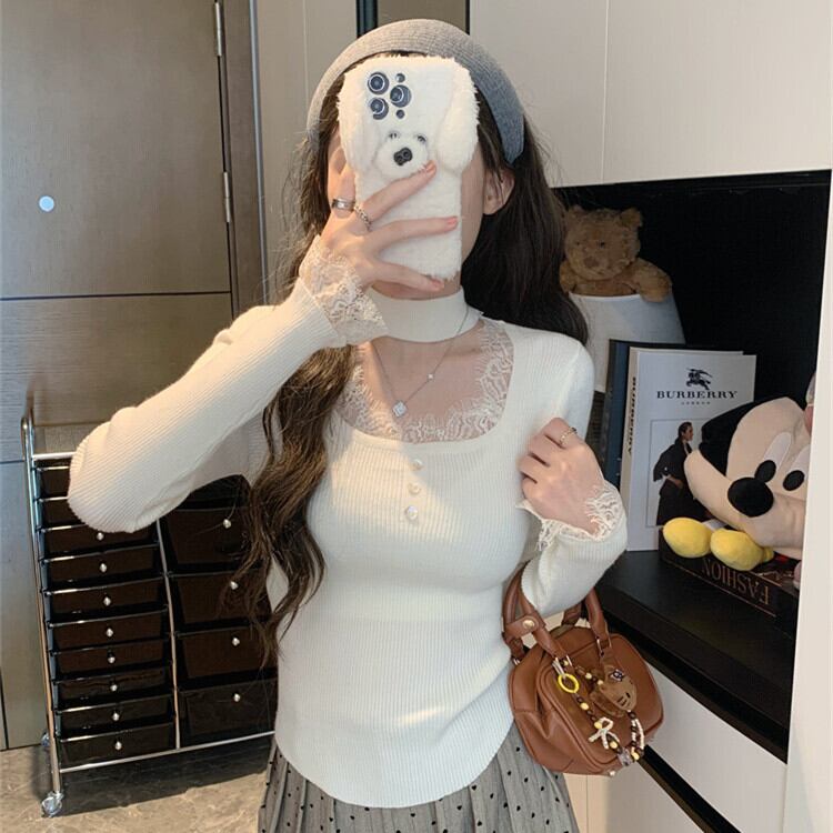 【tops】レースニットトップス　M28418