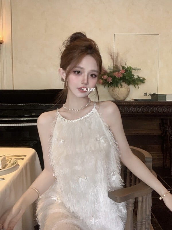 【dress】ビジューホルターネックワンピース　M24775