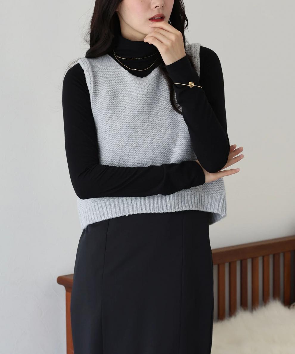 【tops】バックリボンニットベスト　M26367