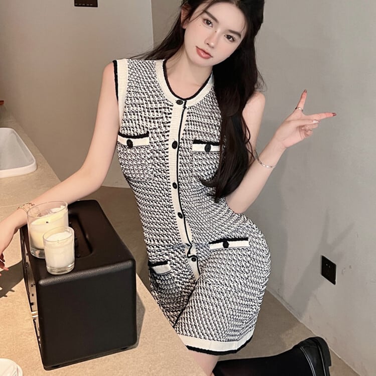 【dress】ノースリーブニットワンピース　M24057