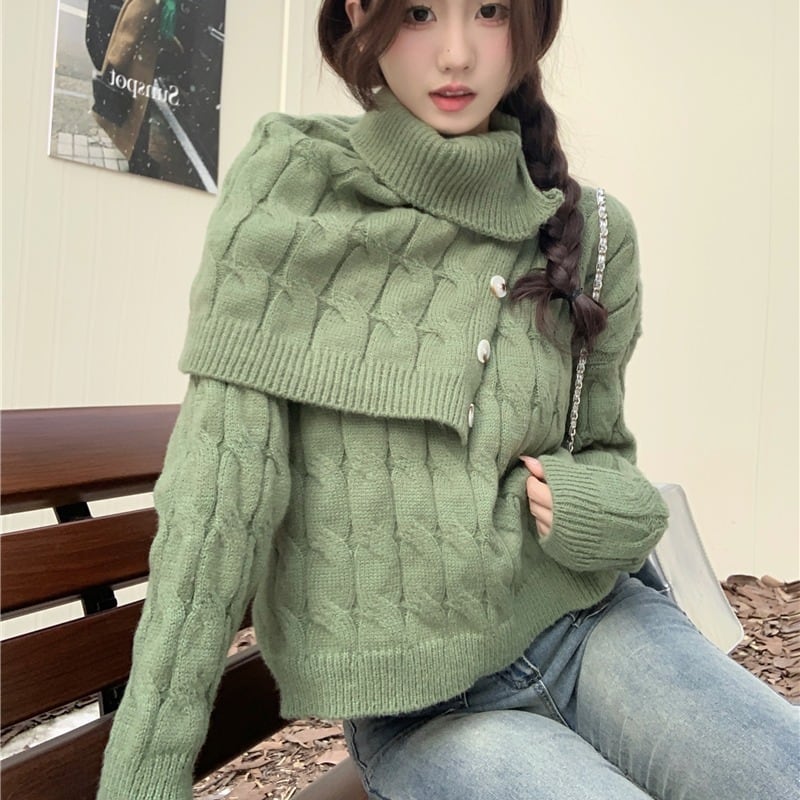 【tops】ニットセーターマフラー付き　M26915
