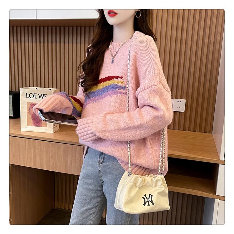 【tops】クルーネックニットセーター　M18542