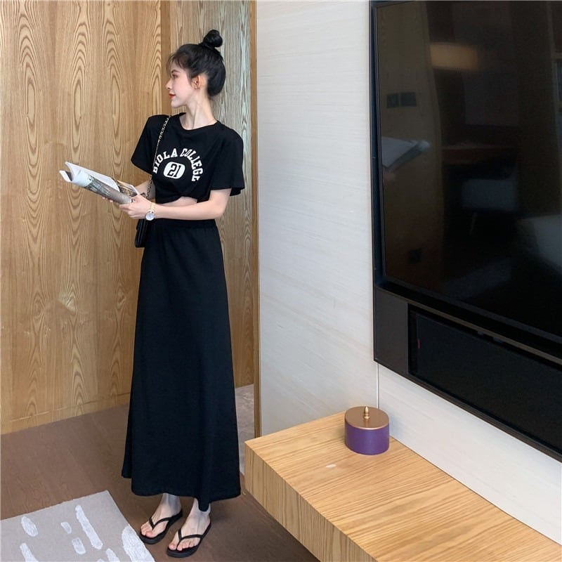 【set】プリントTシャツ+スカート２点セットG21289