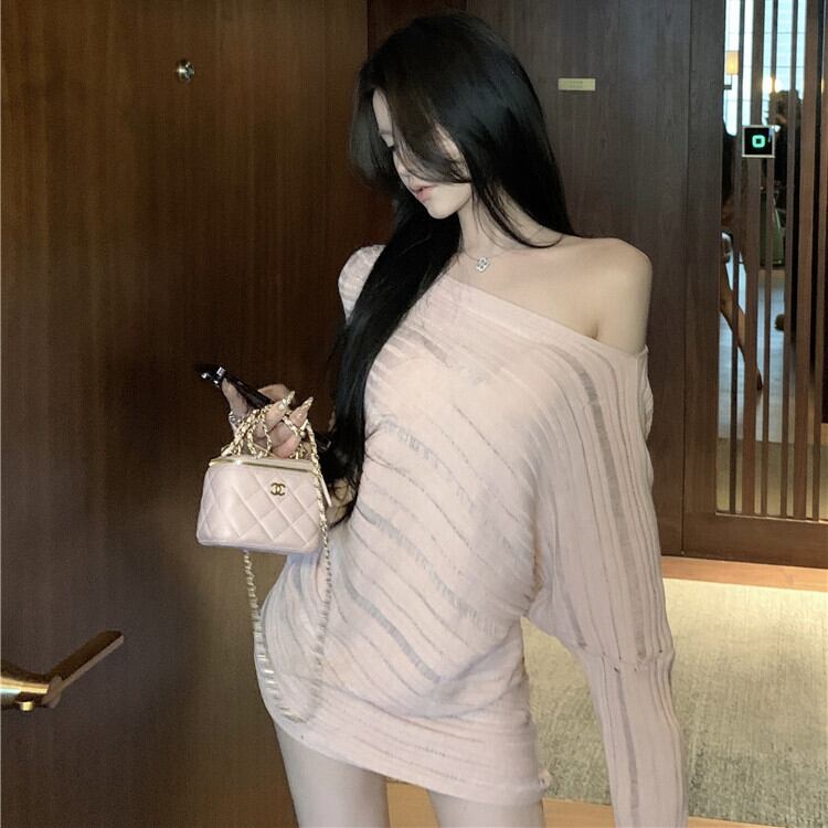 【tops】オフショルダーニットトップス　M29512