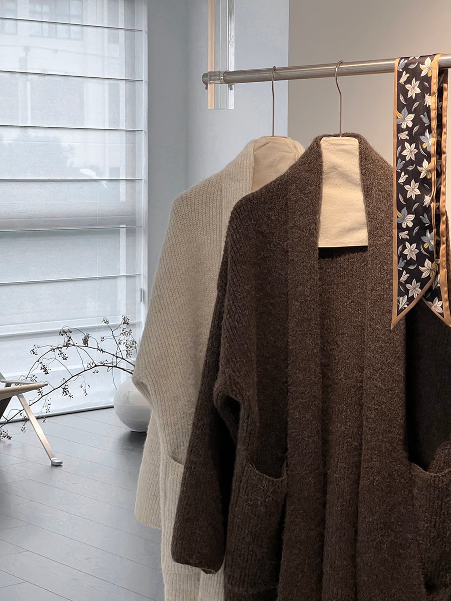 【outer】ロングニットカーディガン Q7242