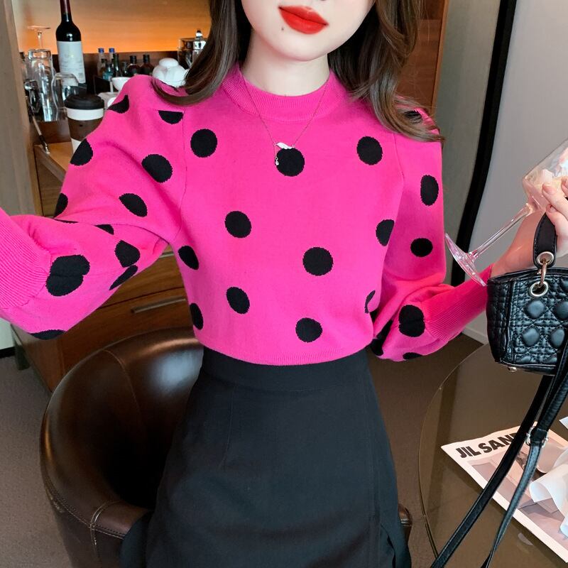 【tops】ドット柄ニットセーターG17322