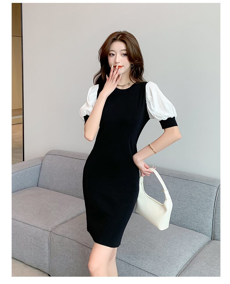 【dress】ラウンドネック切り替えワンピースF7284