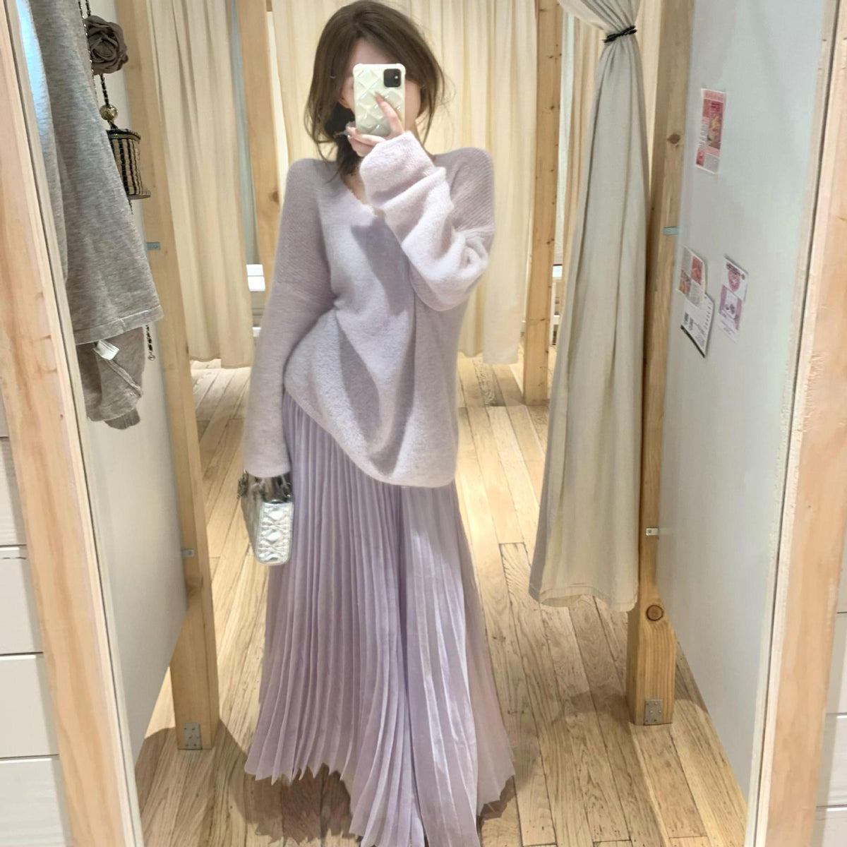 【set】Vネックニットセーター×スカートセット　M29793