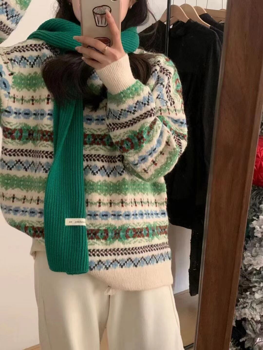 【tops】ジャカードニットセーター　M27261