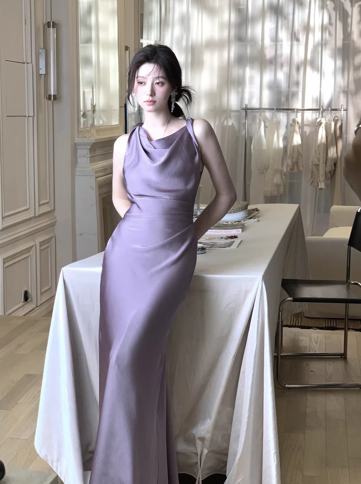 【dress】ノースリーブロングワンピース Q7983