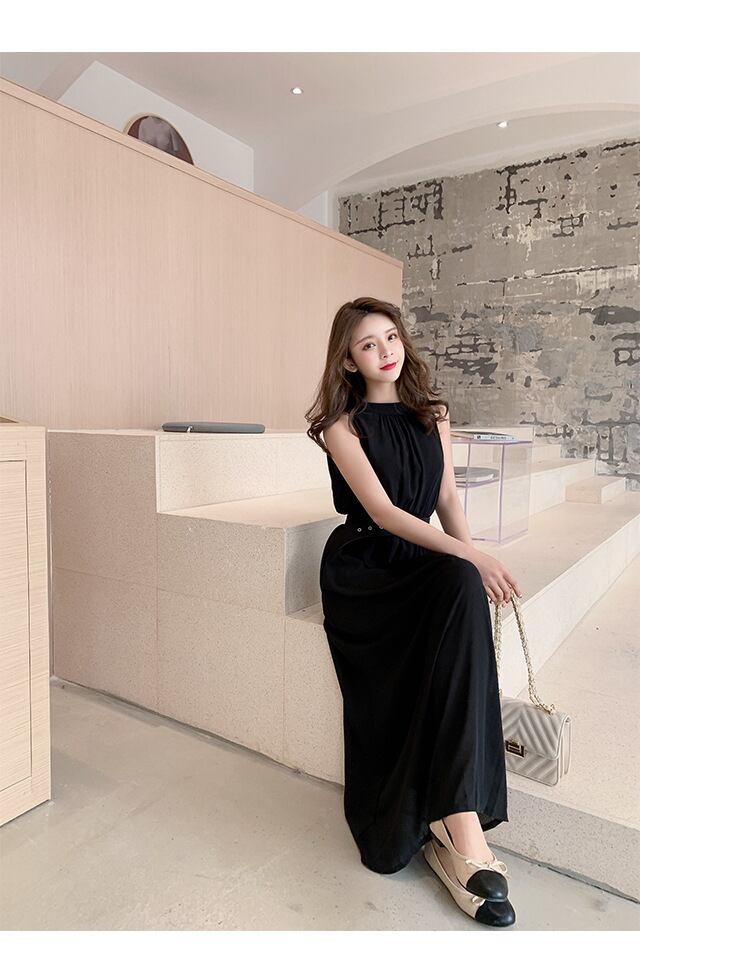 【dress】今季トレンド気質満点海旅行ギャザーウェスト絞り体型カバー無地ワンピースF0288