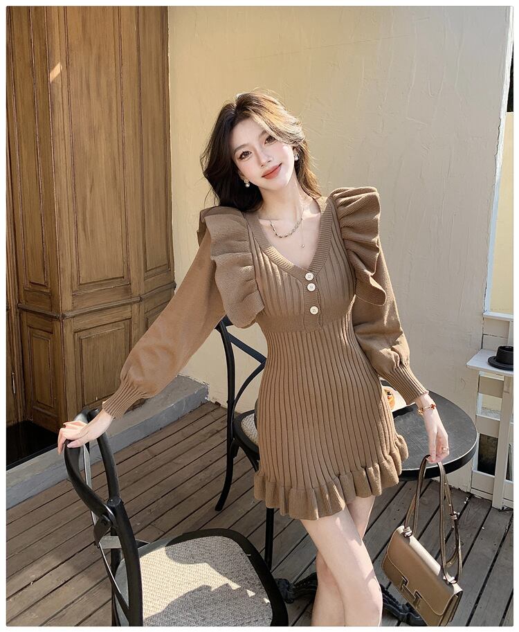 【dress】フリルニットワンピース　M28791