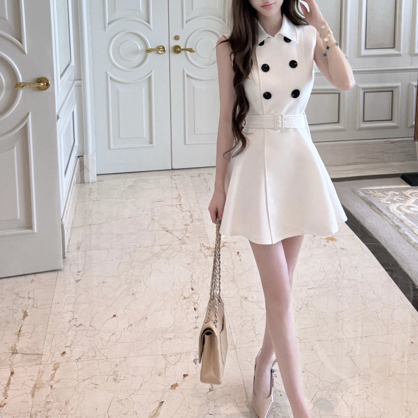 【dress】ダブルボタンミニワンピース　N3151