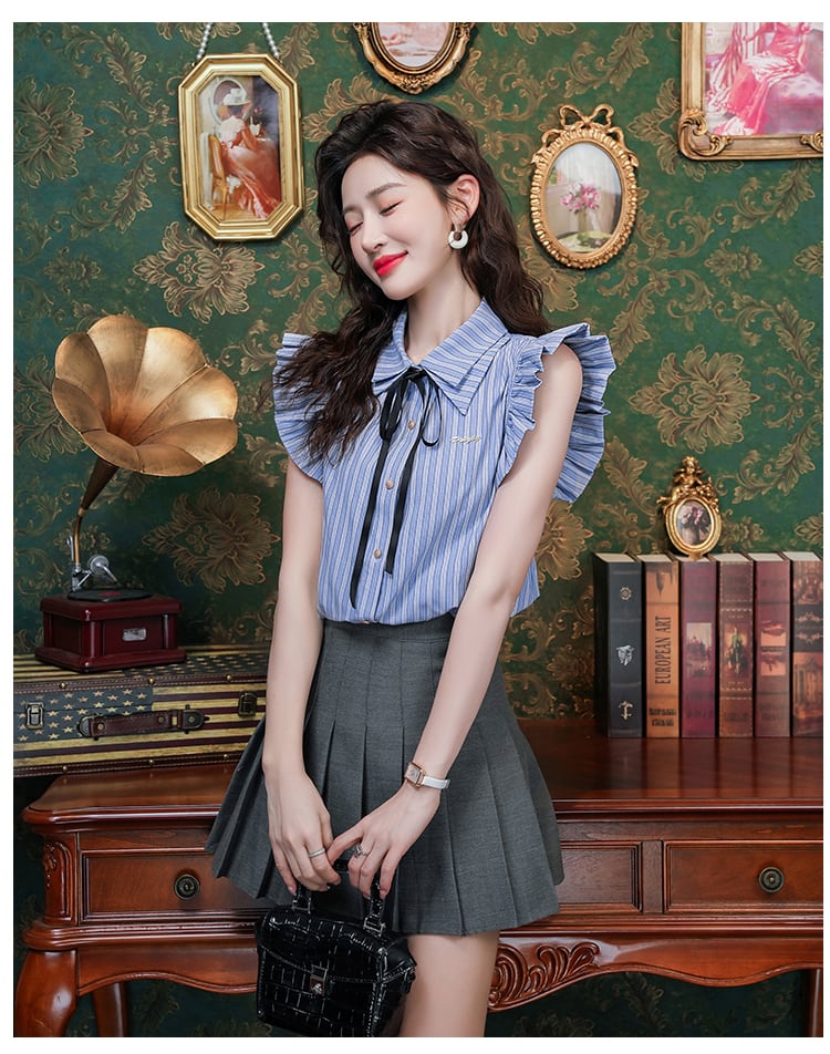 【tops】ストライプ柄ブラウスG21344