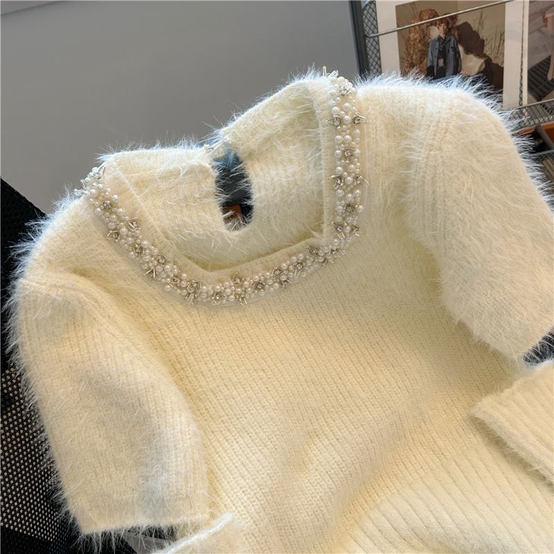 【tops】パールニットセーターアームカバー付き　M26419