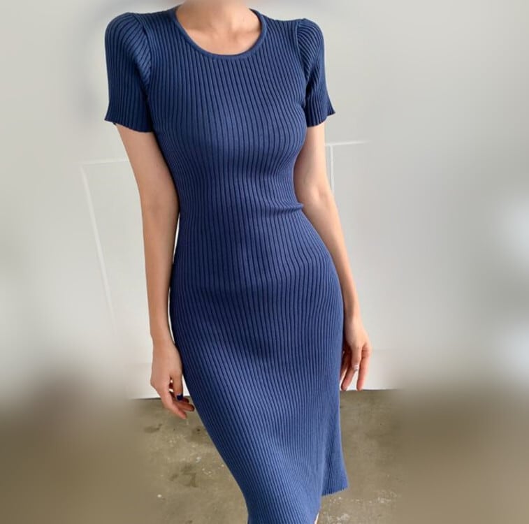 【dress】透かし彫りニットワンピース G21482