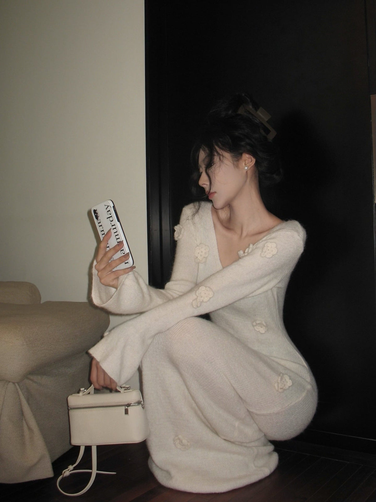 【dress】Vネックニットワンピース　M27999