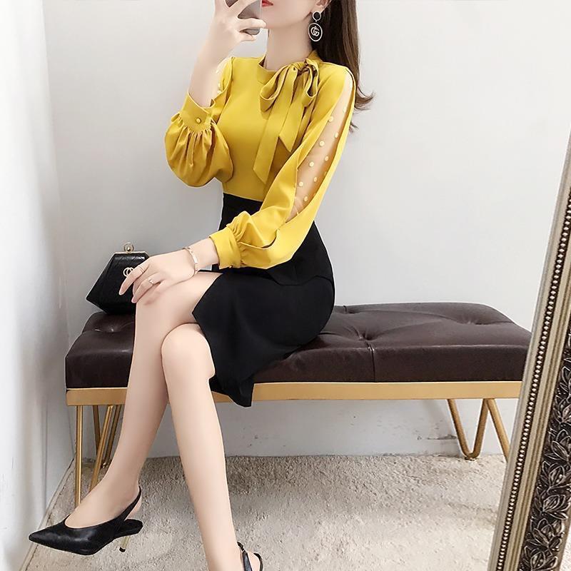 【dress】OL、通勤切り替えワンピース　M26585
