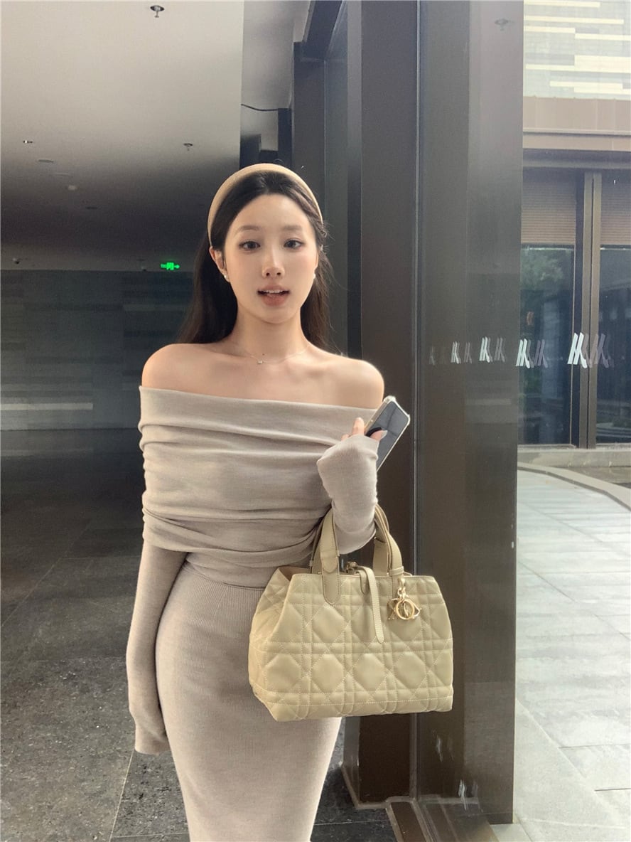 【dress】ボートネックニットワンピース　M27954