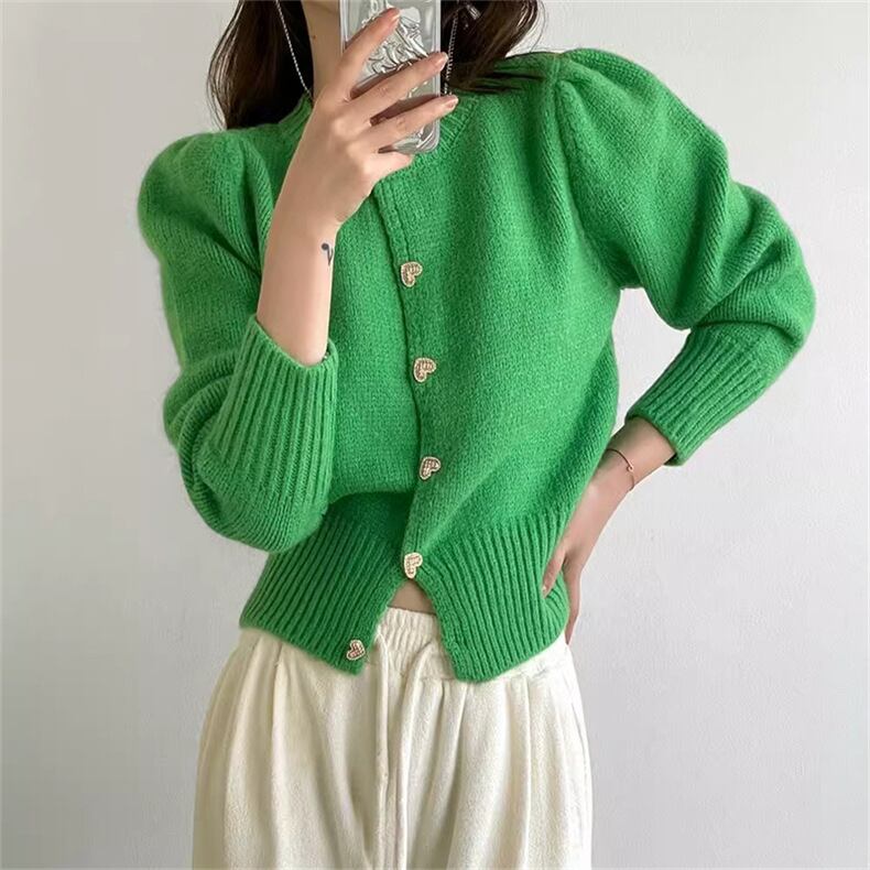 【outer】パフスリーブニットカーデ　M26743