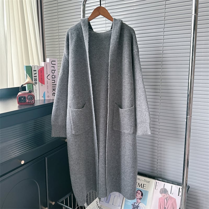 【outer】フード付きニットカーデ　M25597