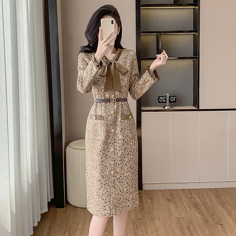 【dress】スパンコールツイードワンピース　M27788