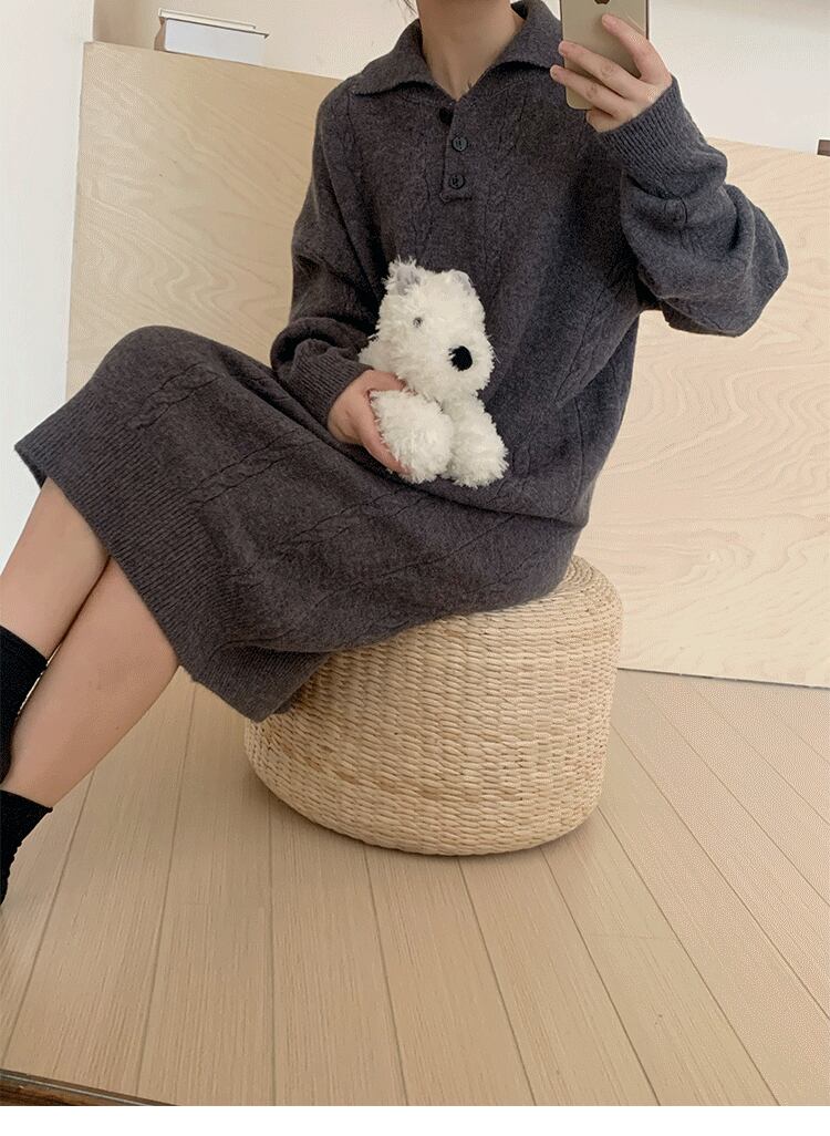 【dress】POLOネックニットワンピース　M18757