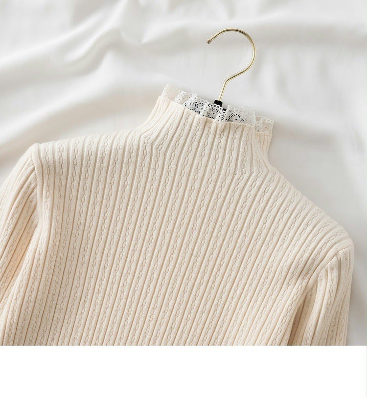 【tops】レース切り替えニットトップス　M28663