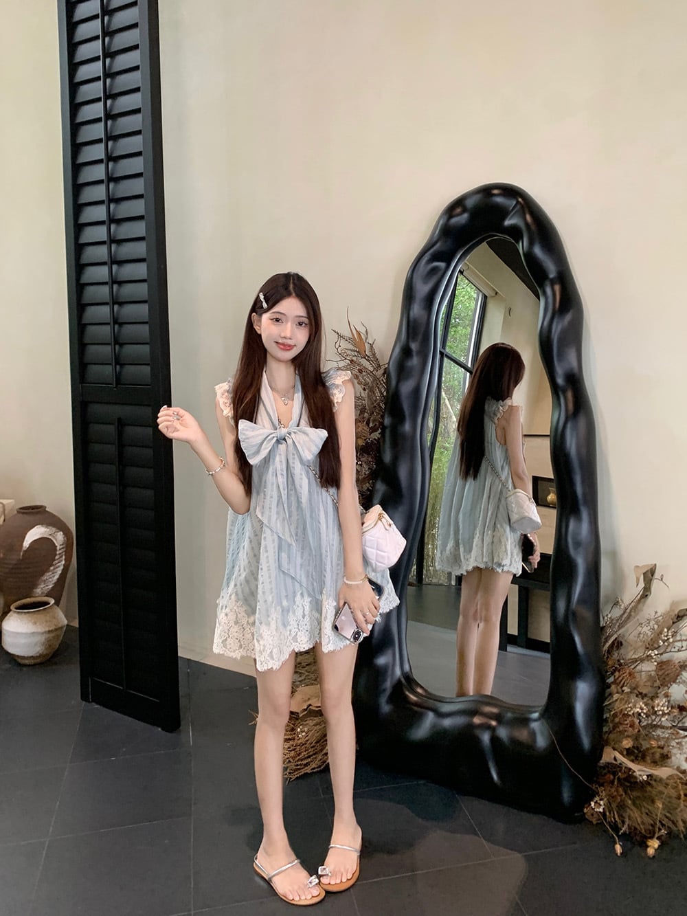 【dress】レースリボン付きワンピース　M25059