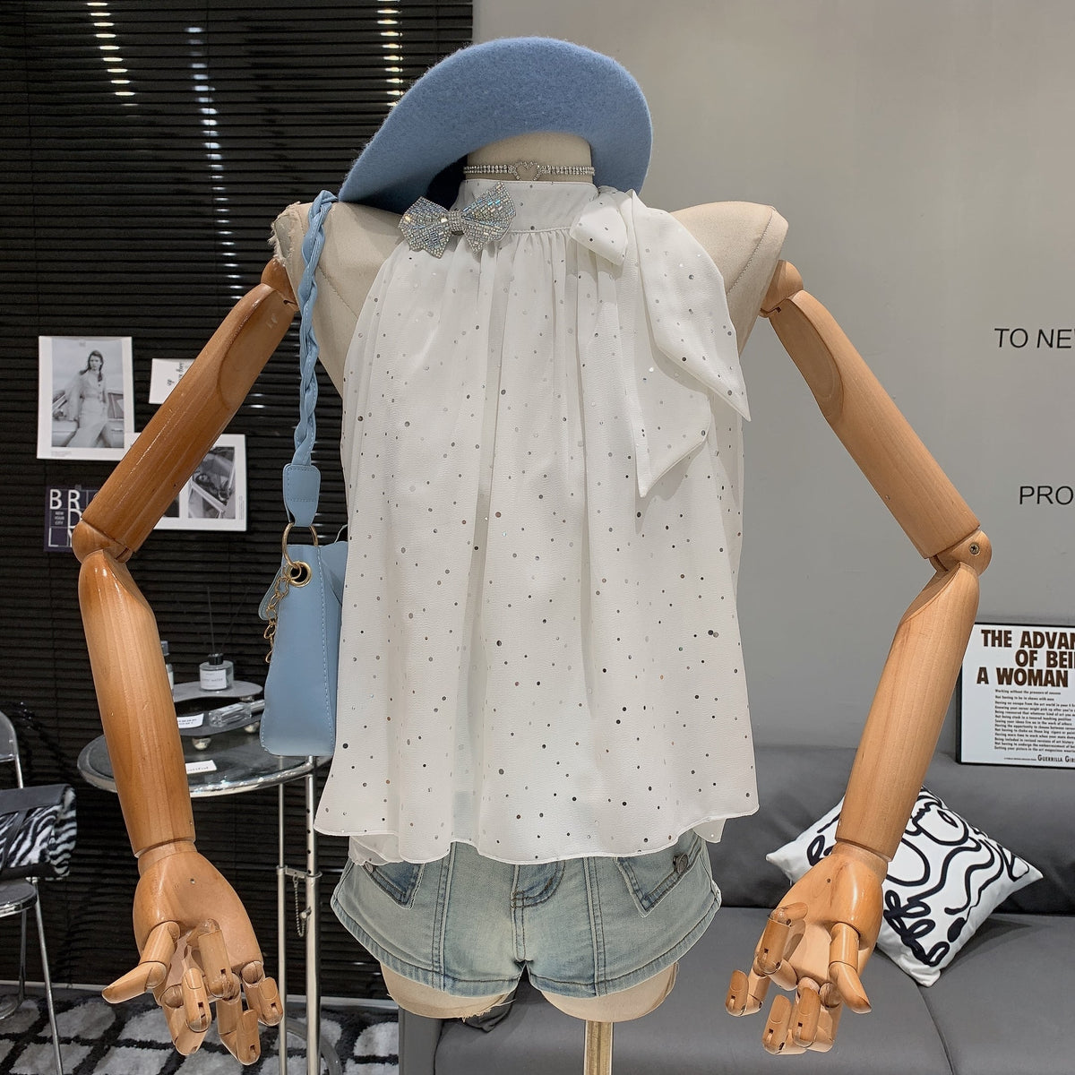 【tops】ノースリーブリボン付きトップス　M24982