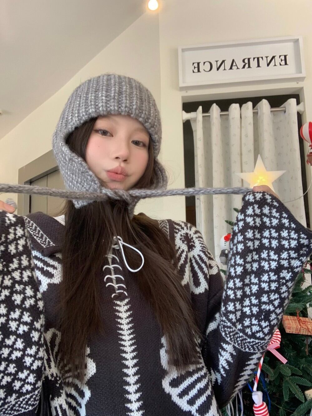 【tops】ジャカードニットセーター　M28500