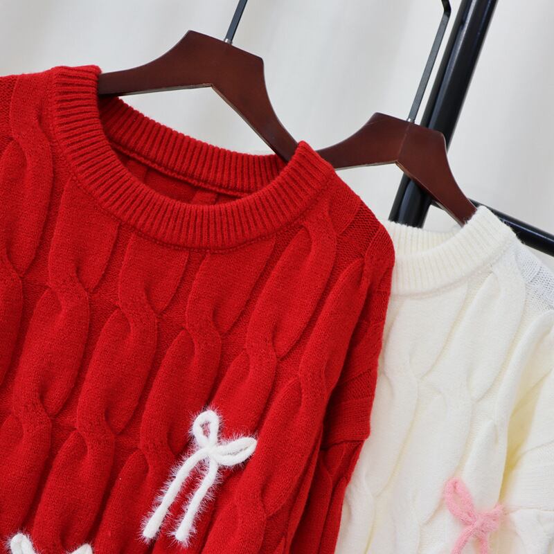 【tops】リボン付きニットセーター　M27472