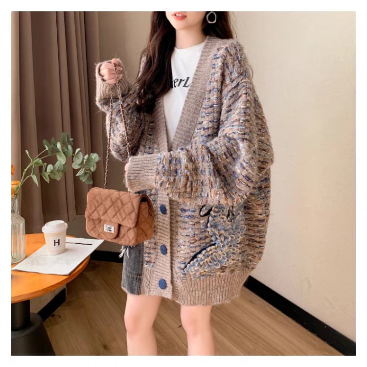 【outer】Vネックニットカーデ　M25755