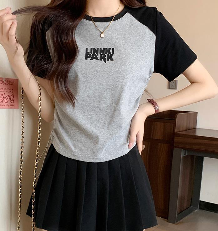 【tops】半袖英字柄ＴシャツF7493