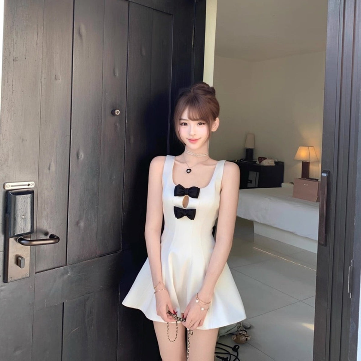 【dress】リボンミニワンピース　N3547