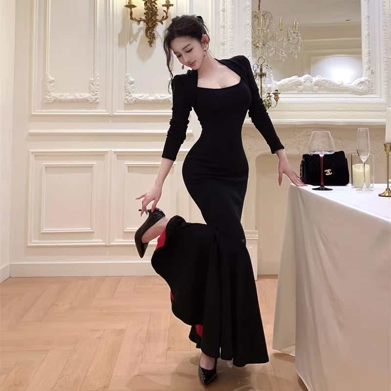 【dress】ロングマーメイドワンピース Q7724