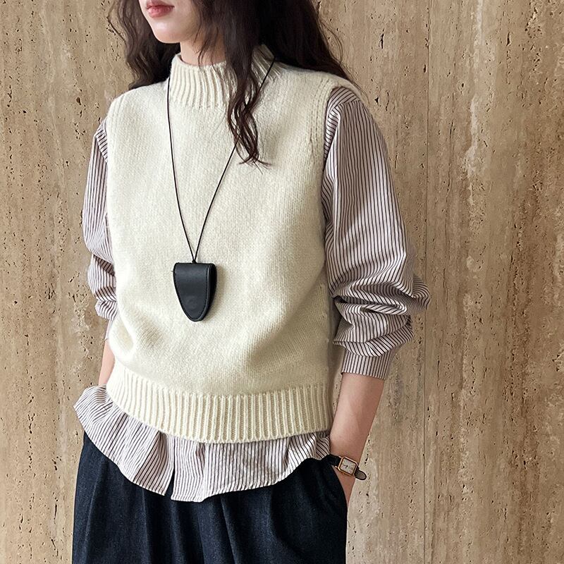 【outer】バックオープンニットベスト Q7096