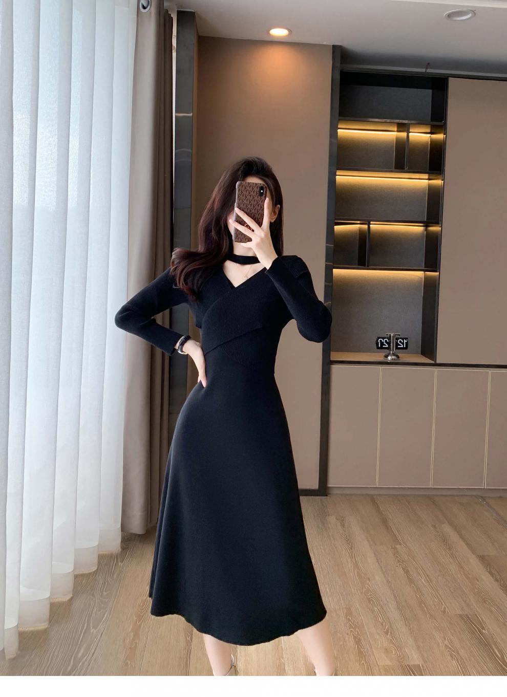 【dress】ホルターネックVネックワンピース　M25693