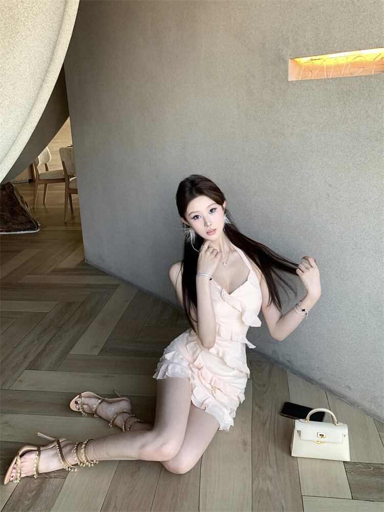 【dress】フリルホルターネックワンピース　M29662