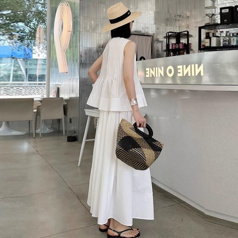 【set】ギャザータンクトップ+スカート２点セットF7439