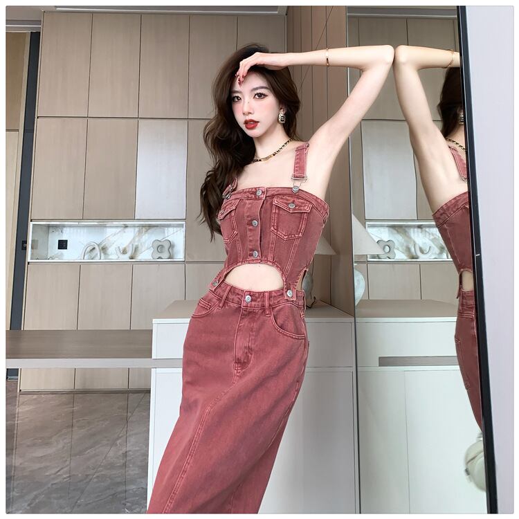 【set】デニムキャミソール+スカート２点セットG20253