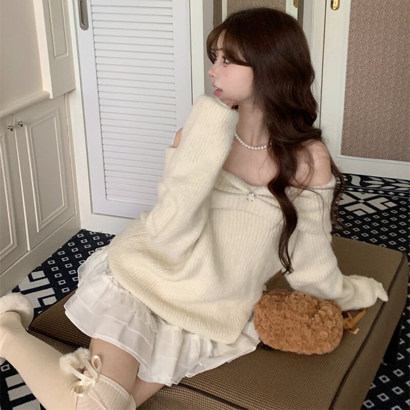 【tops】ボートネックニットセーター　M27363