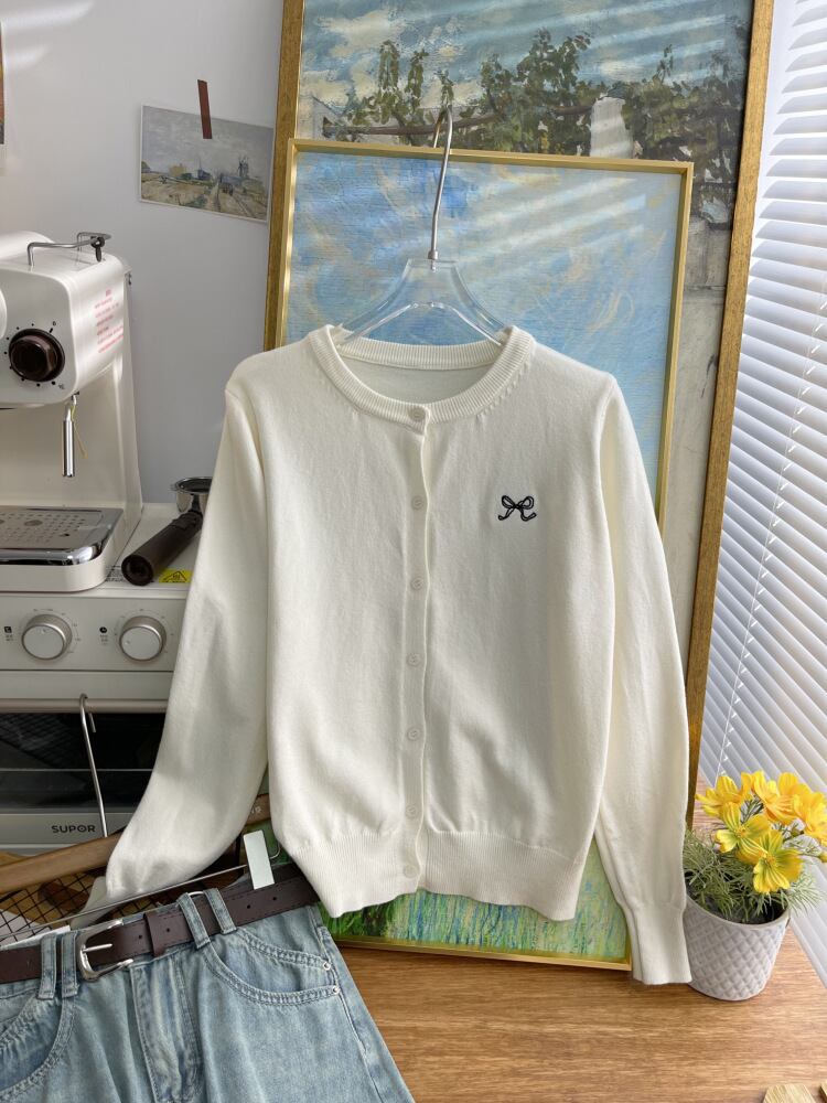 【outer】リボン刺繍カーディガン     N2825