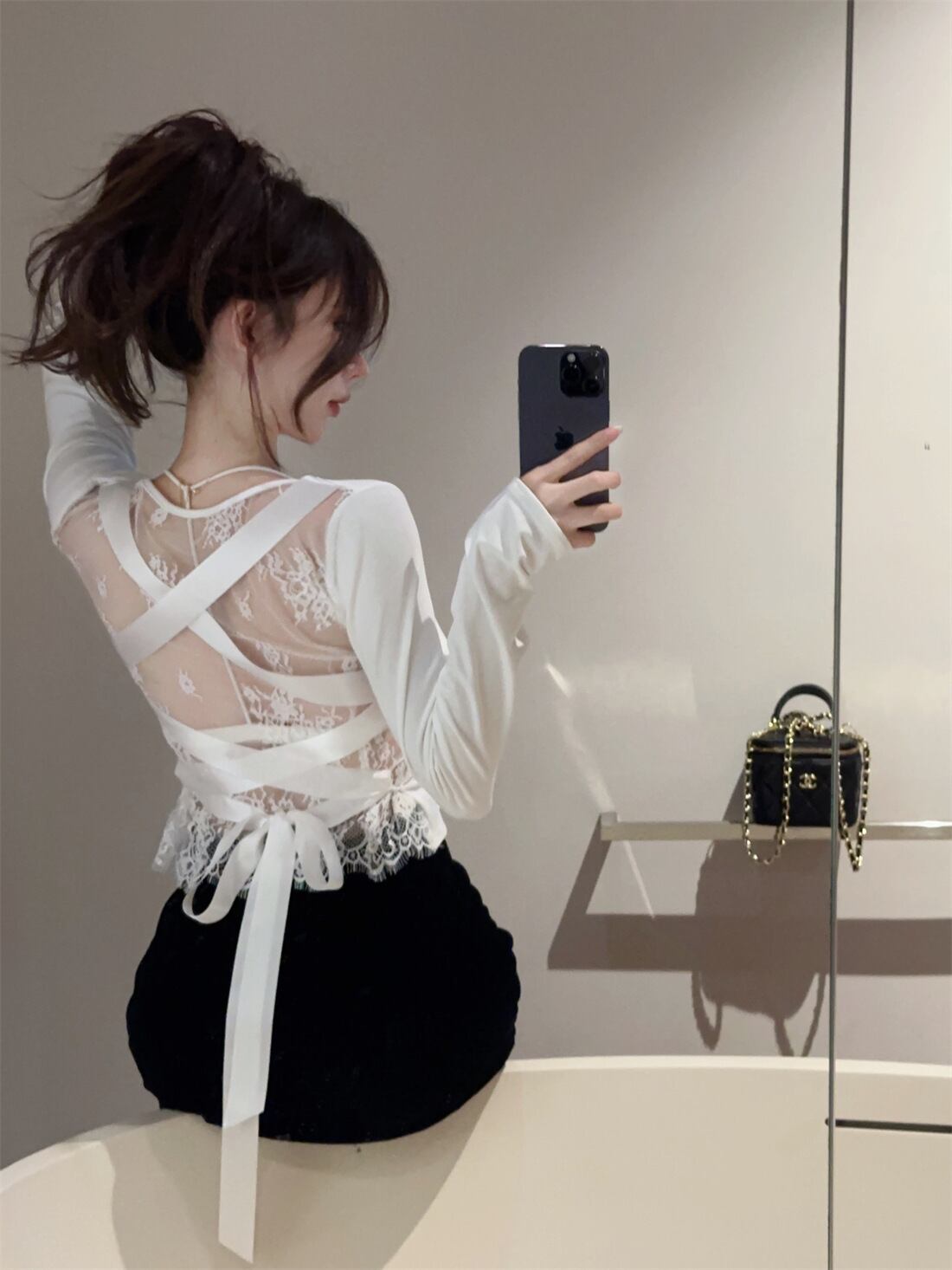 【tops】レース切り替えTシャツG20112