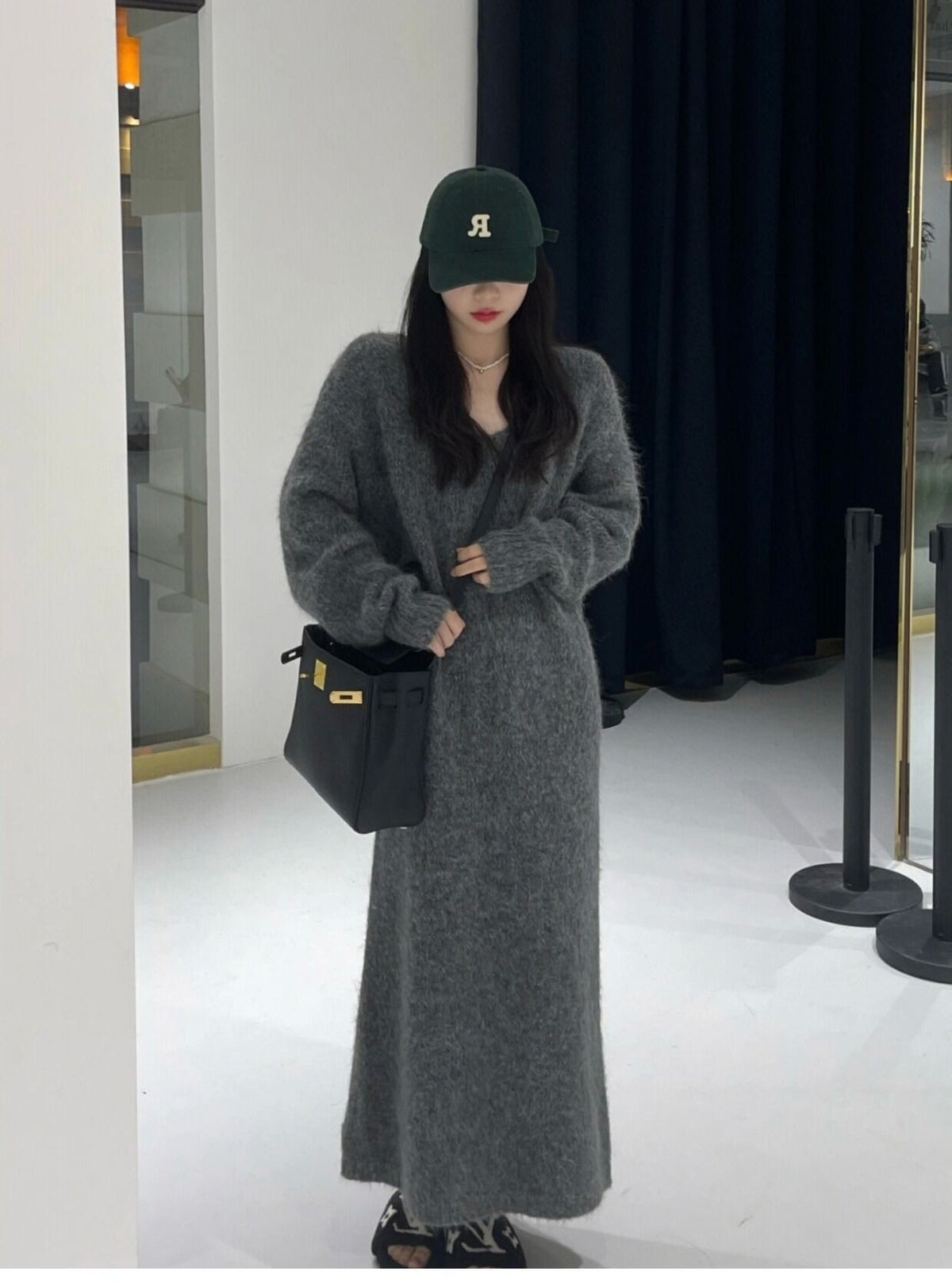 【dress】Vネックニットワンピース　M27241