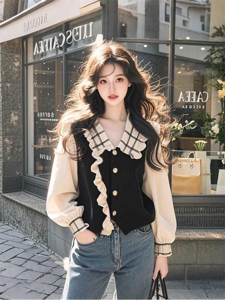 【tops】切り替えシャツトップス　M29509