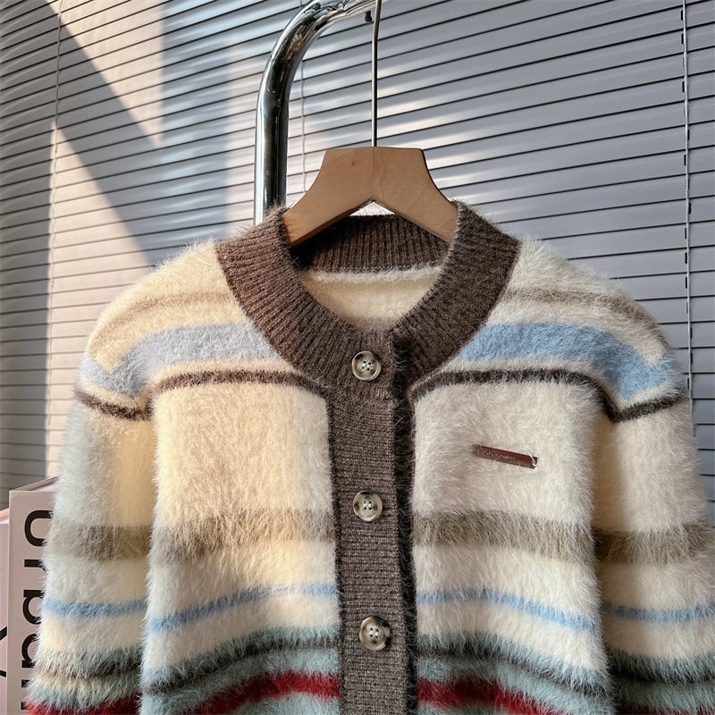 【outer】ボーダー柄ニットカーデ　M28632