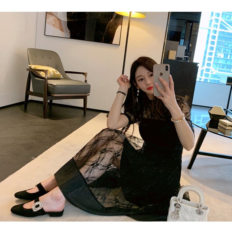 【set】キャミワンピース+メッシュワンピース２点セットG21489