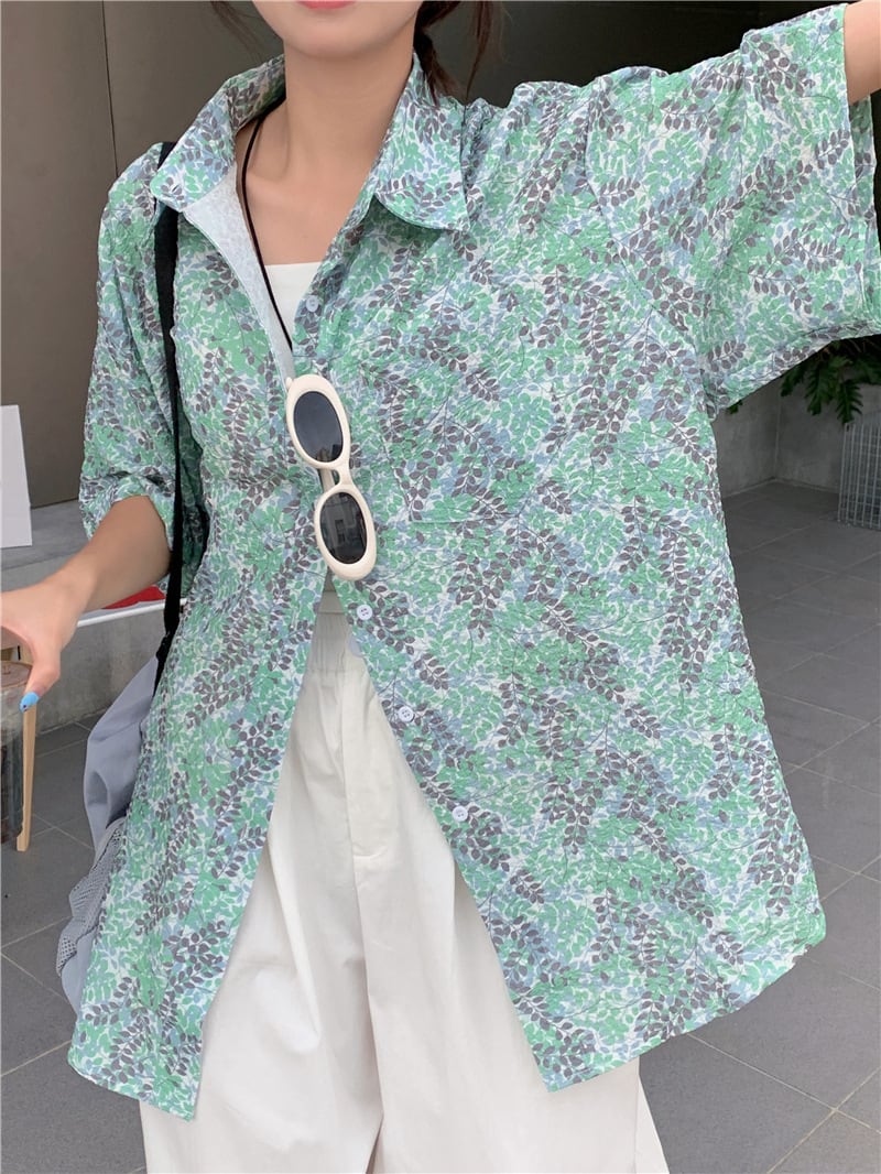【tops】花柄シャツトップス　M25174