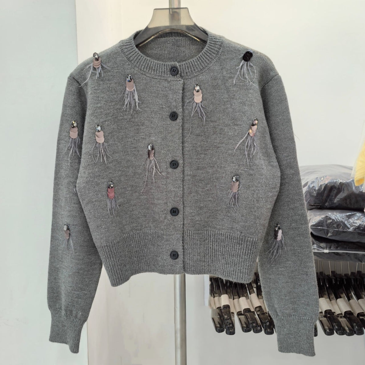 【outer】スパンコールニットカーデ　M26197